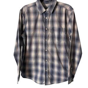Gibson‎ Trading Co Blue Plaid Button Up Shirt M Long Sleeve Western Ranch Flaw